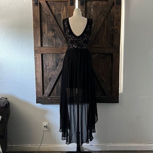 Morgan & Co black formal mini lace dress Sz- 5/6 - Picture 6 of 16